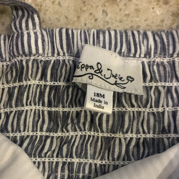 NWOT Pippa & Julie Navy & White Stripe Bow Front Romper Size 18 months - Picture 7 of 8